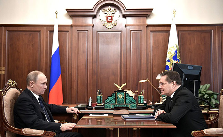 Президент РФ Владимир Путин  встретился с главой Росатома Алексеем Лихачёвым.