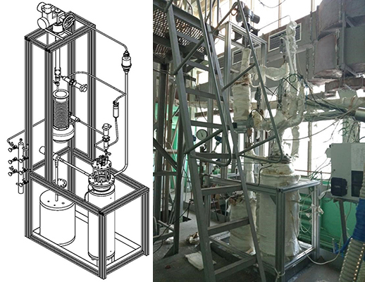 Рабочий участок испытаний насоса-расходомера и вентиля-шайбы (схема и фото)